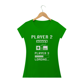 Nome do produto T-Shirt Feminina Player 2 Loading Player 3 Vintage Gravidez