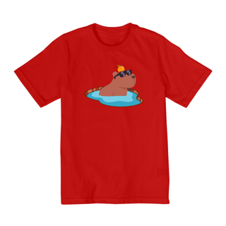Nome do produto Camiseta Infantil Capivara na Lagoa com Laranja na Cabeça