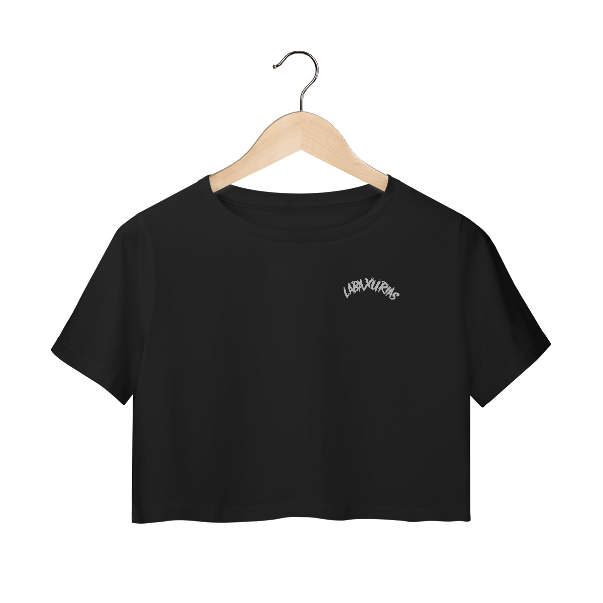 Nome do produto: Cropped Logo Labaxurias Pequeno Lateralizado
