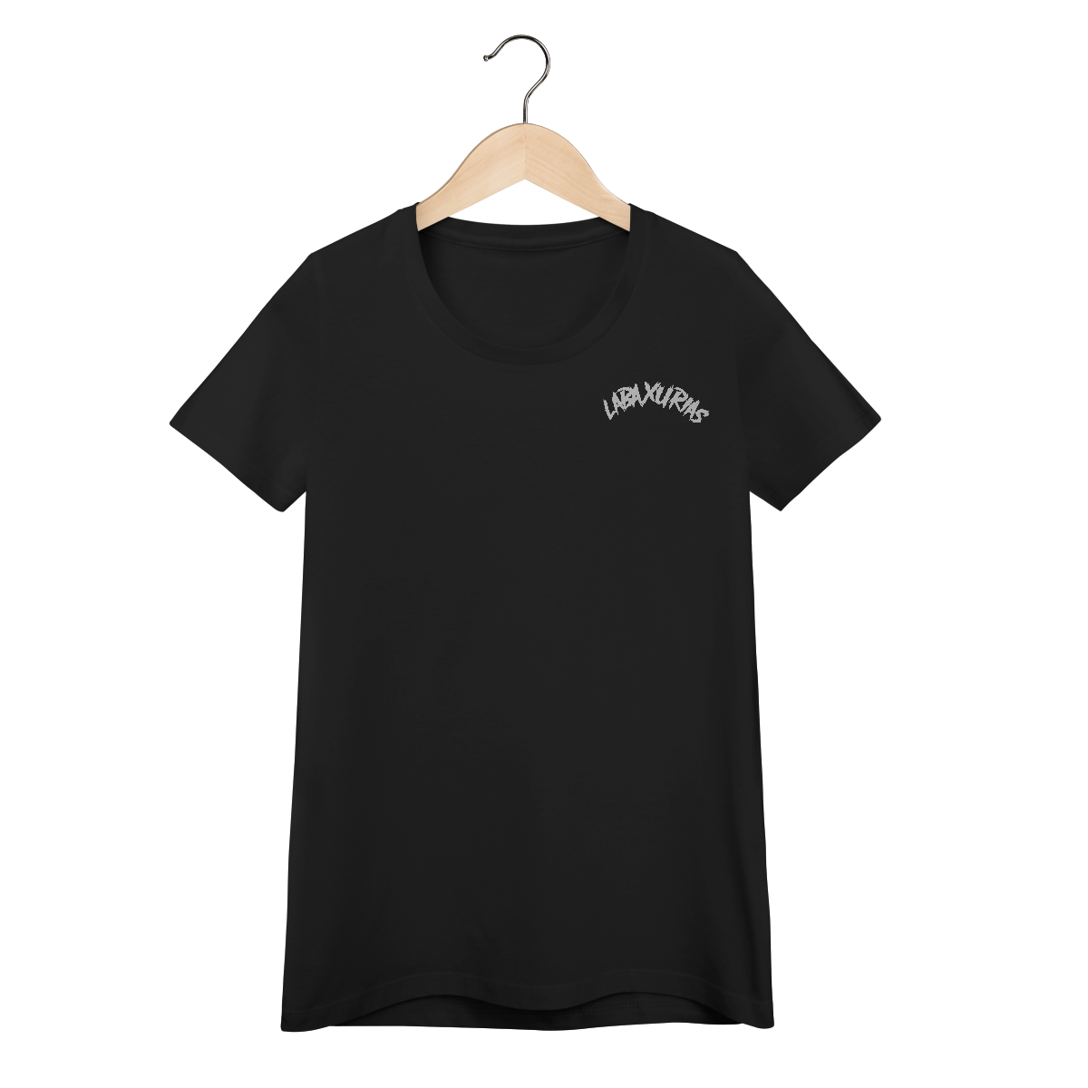 Nome do produto: Baby Look Logo Labaxurias Pequeno Lateralizado