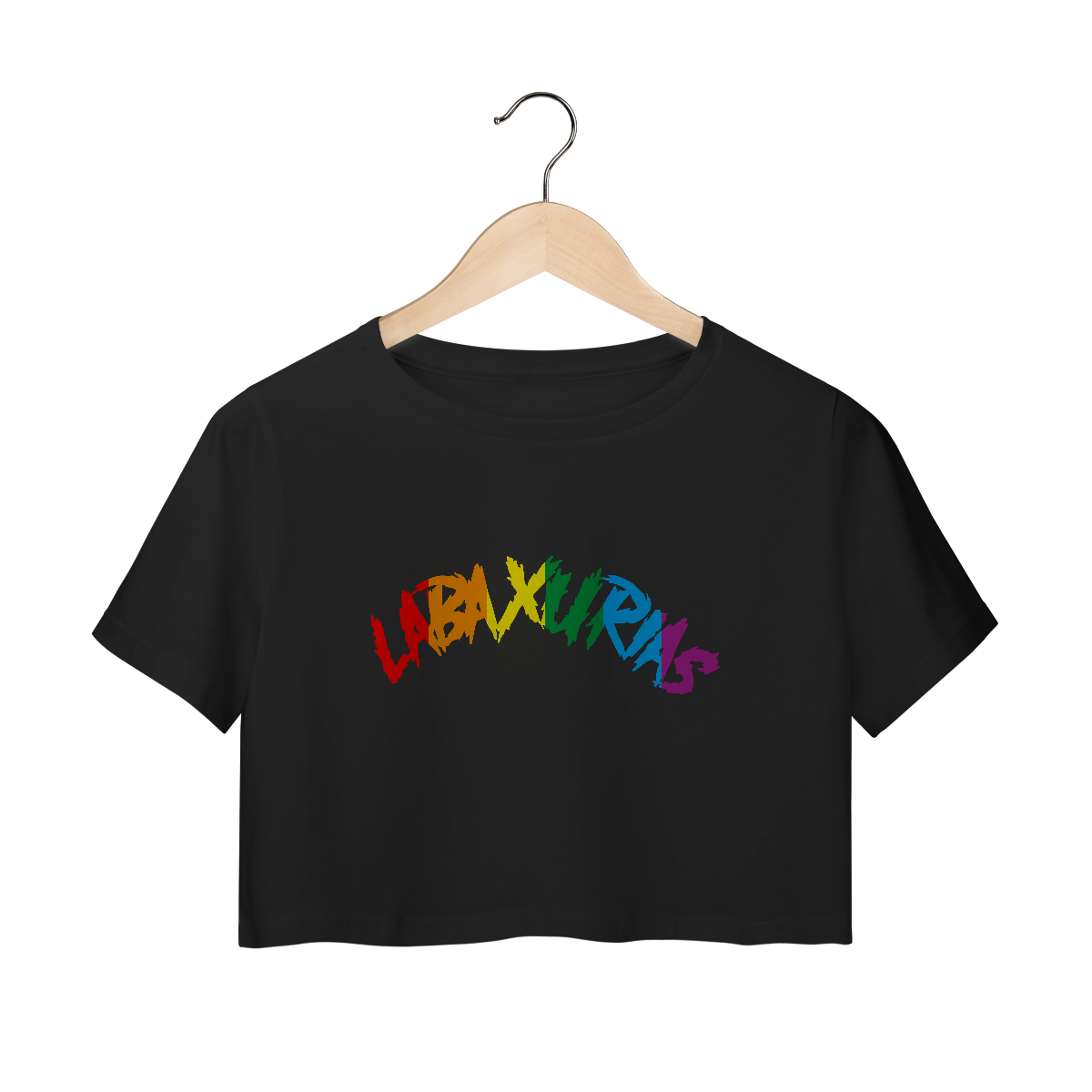 Nome do produto: Cropped Logo Labaxurias Orgulho Grande Centralizado