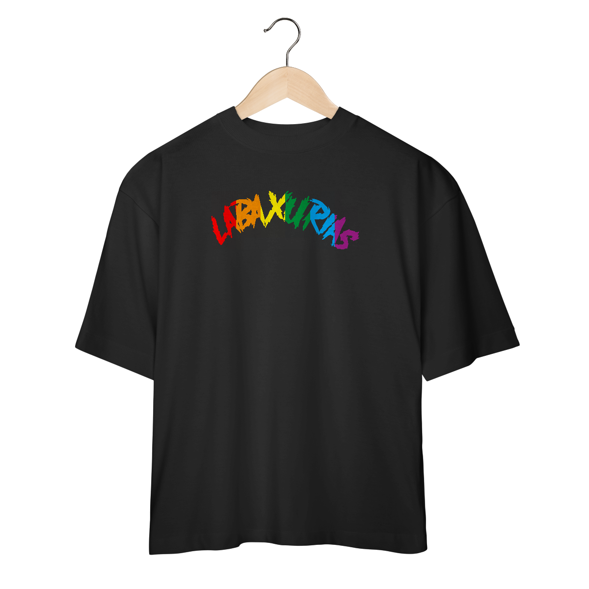 Nome do produto: Oversized Logo Labaxurias Orgulho Grande Centralizado