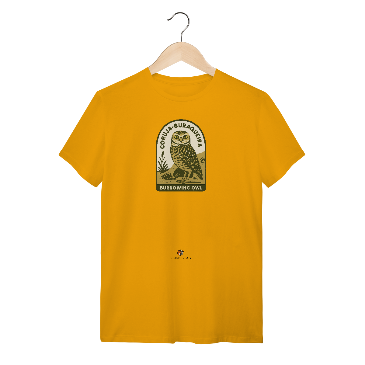 Nome do produto: Camiseta Coruja-Buraqueira – Estampa Natureza Brasileira