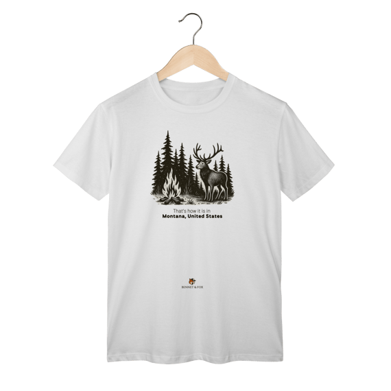 Camiseta Fogueira e Alce na Floresta