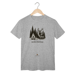 Nome do produto Camiseta Fogueira e Alce na Floresta