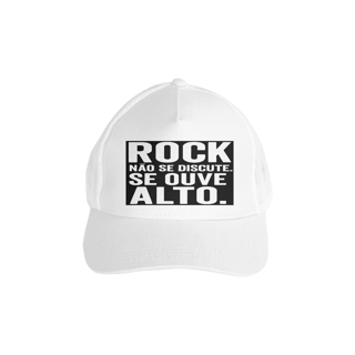 Nome do produto Boné Americano com Tela – Rock Não Se Discute | Broba Shirt