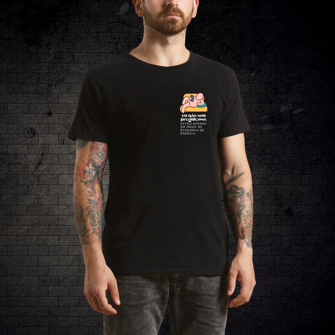 Nome do produto: Camiseta Preta- Eu não sou preguiçoso...