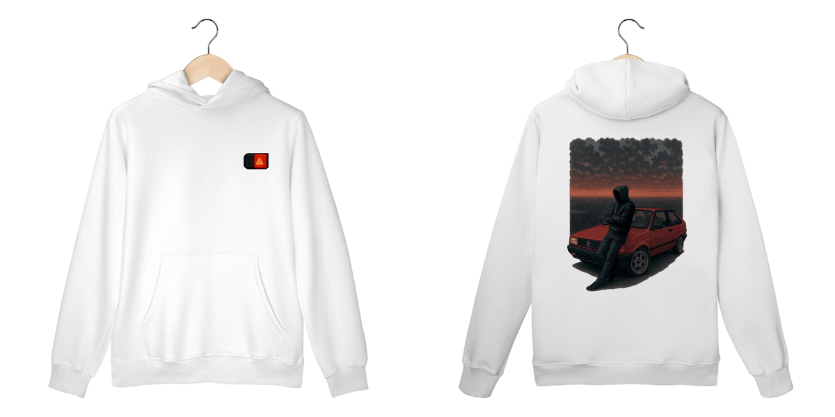 Nome do produto: Um Role Noturno – Estampa Exclusiva Gol Quadrado (Moletom Hoodie)