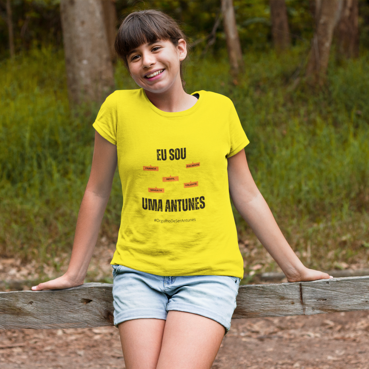 Nome do produto: Camiseta Feminina Infanto-Juvenil Eu Sou uma Antunes – Nome Que Representa (Quality Infantil - 10 a 14 anos)