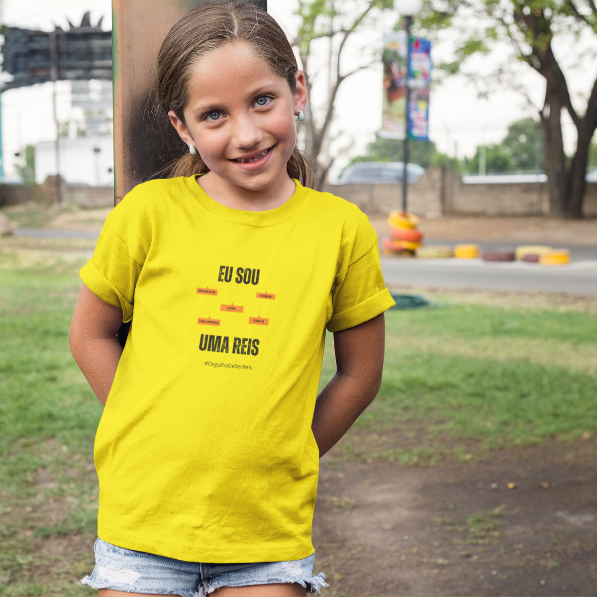 Nome do produto: Camiseta Infantil Feminina Eu Sou Uma Reis – Nome Que Representa (Quality Infantil - 2 a 8 anos)