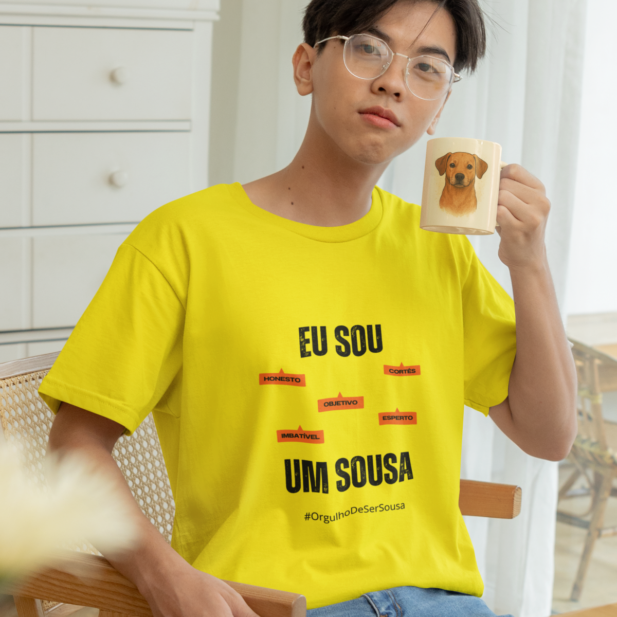 Camiseta Masculina Infanto-Juvenil Eu Sou um Sousa – Nome Que Representa (Malha Quality)