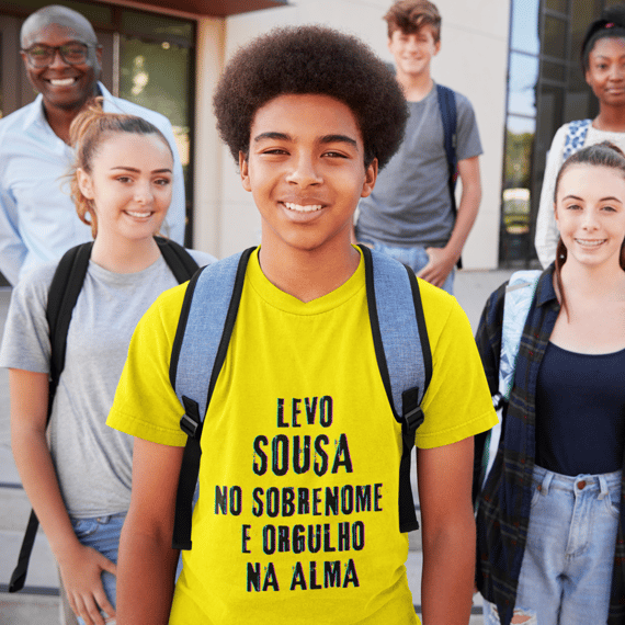 Camiseta Unissex Infanto-Juvenil Sousa no Nome, Orgulho na Alma (Malha Quality)
