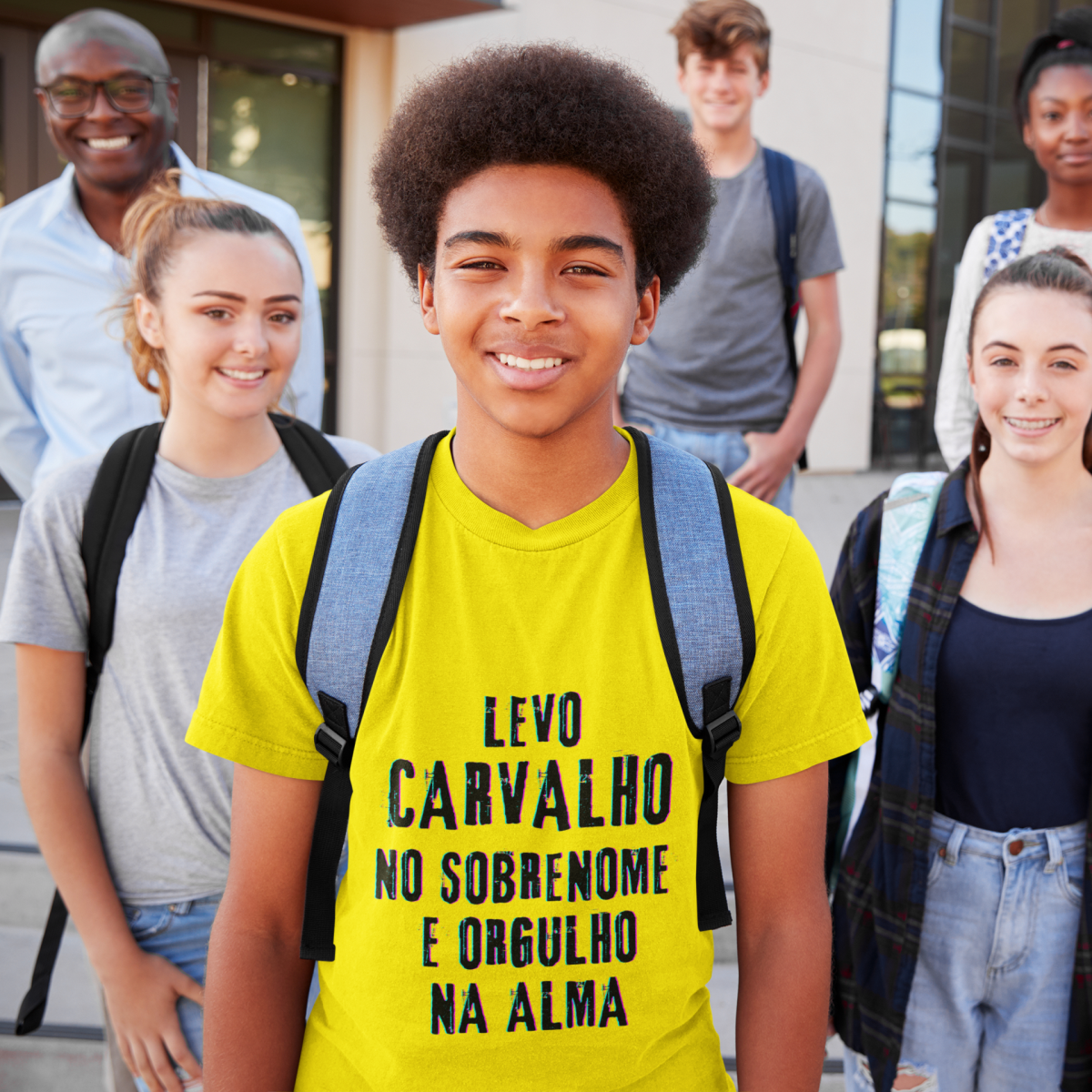 Camiseta Unissex Infanto-Juvenil Carvalho no Nome, Orgulho na Alma (Malha Quality)