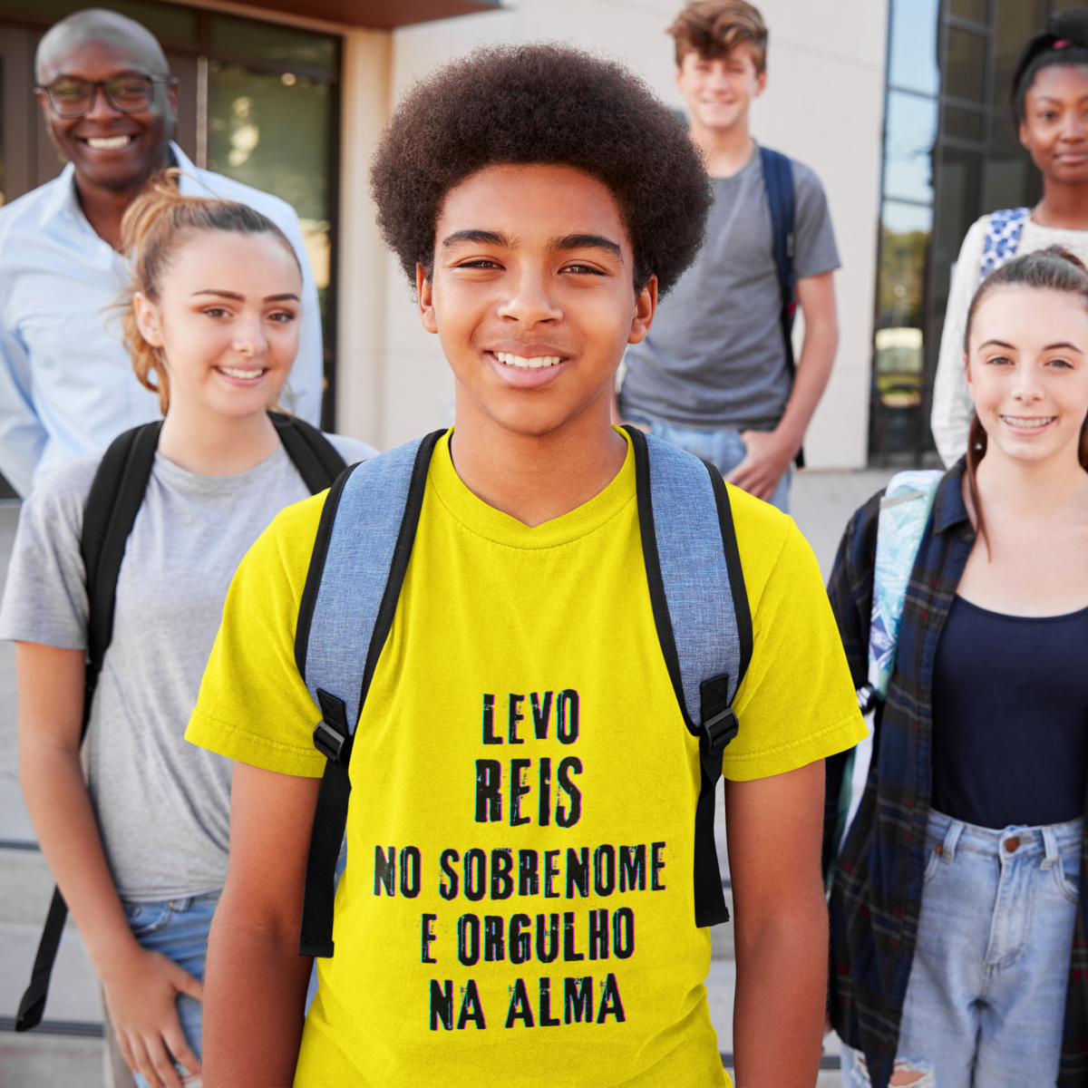 Camiseta Unissex Infanto-Juvenil Reis no Nome, Orgulho na Alma (Malha Quality)
