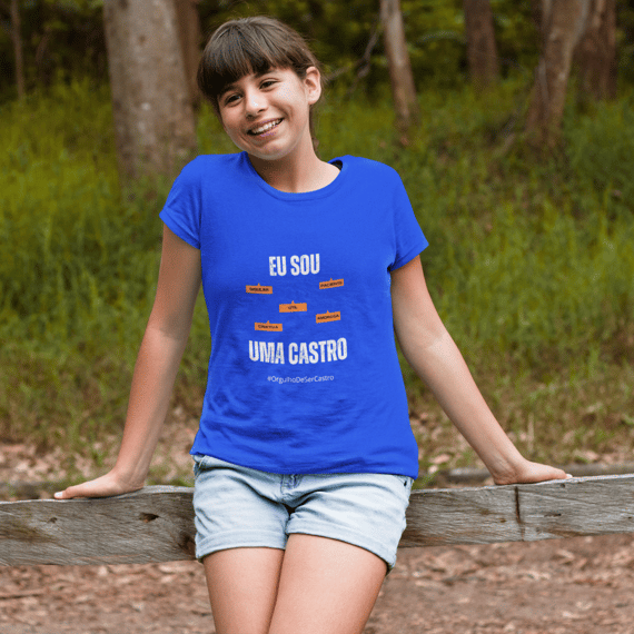 Camiseta Feminina Infanto-Juvenil Eu Sou uma Castro – Nome Que Representa (Quality Infantil - 10 a 14 anos)