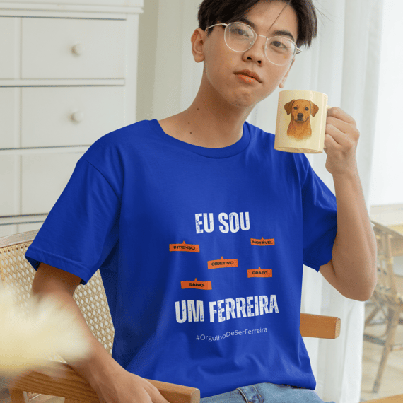 Camiseta Masculina Infanto-Juvenil Eu Sou um Ferreira – Nome Que Representa (Malha Quality)