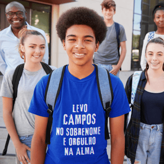 Camiseta Unissex Infanto-Juvenil Campos no Nome, Orgulho na Alma (Malha Quality)