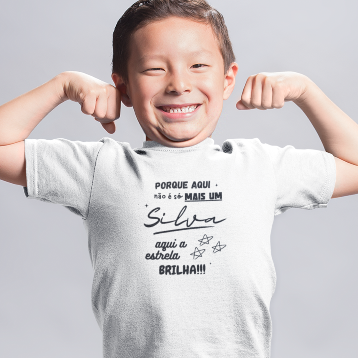 Nome do produto: Camiseta Masculina Silva Infantil – Sua Estrela Brilha Aqui (Quality Infantil - 2 a 8 anos)