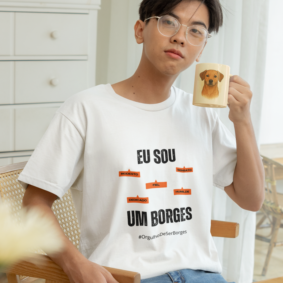 Camiseta Masculina Infanto-Juvenil Eu Sou um Borges – Nome Que Representa (Malha Quality)