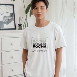 Nome do produto Camiseta Unissex Infanto-Juvenil “Rocha, Mais que um Sobrenome, um Legado!” – Vista o Legado (Malha Quality)