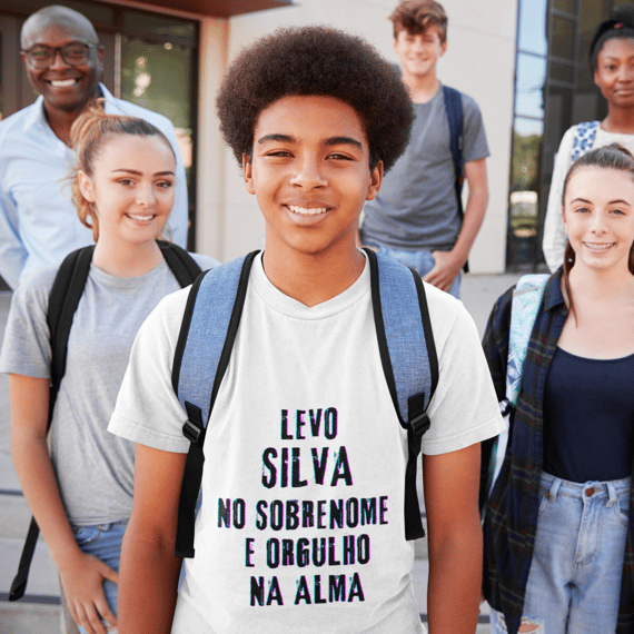 Camiseta Unissex Infanto-Juvenil Silva no Nome, Orgulho na Alma  (Malha Quality)