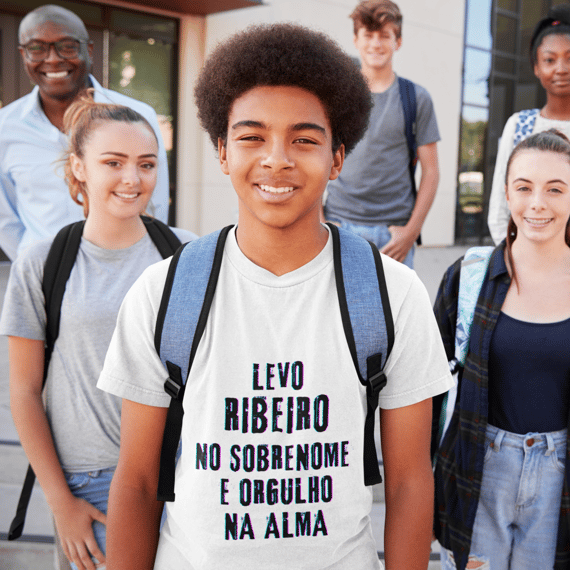 Camiseta Unissex Infanto-Juvenil Ribeiro no Nome, Orgulho na Alma (Malha Quality)