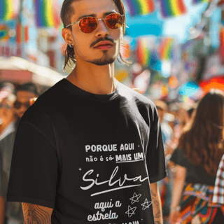 Camiseta Masculina Silva – Sua Estrela Brilha Aqui (Quality Adulto)