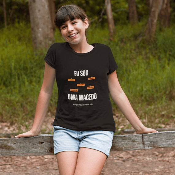 Camiseta Feminina Infanto-Juvenil Eu Sou uma Macedo – Nome Que Representa (Quality Infantil - 10 a 14 anos)