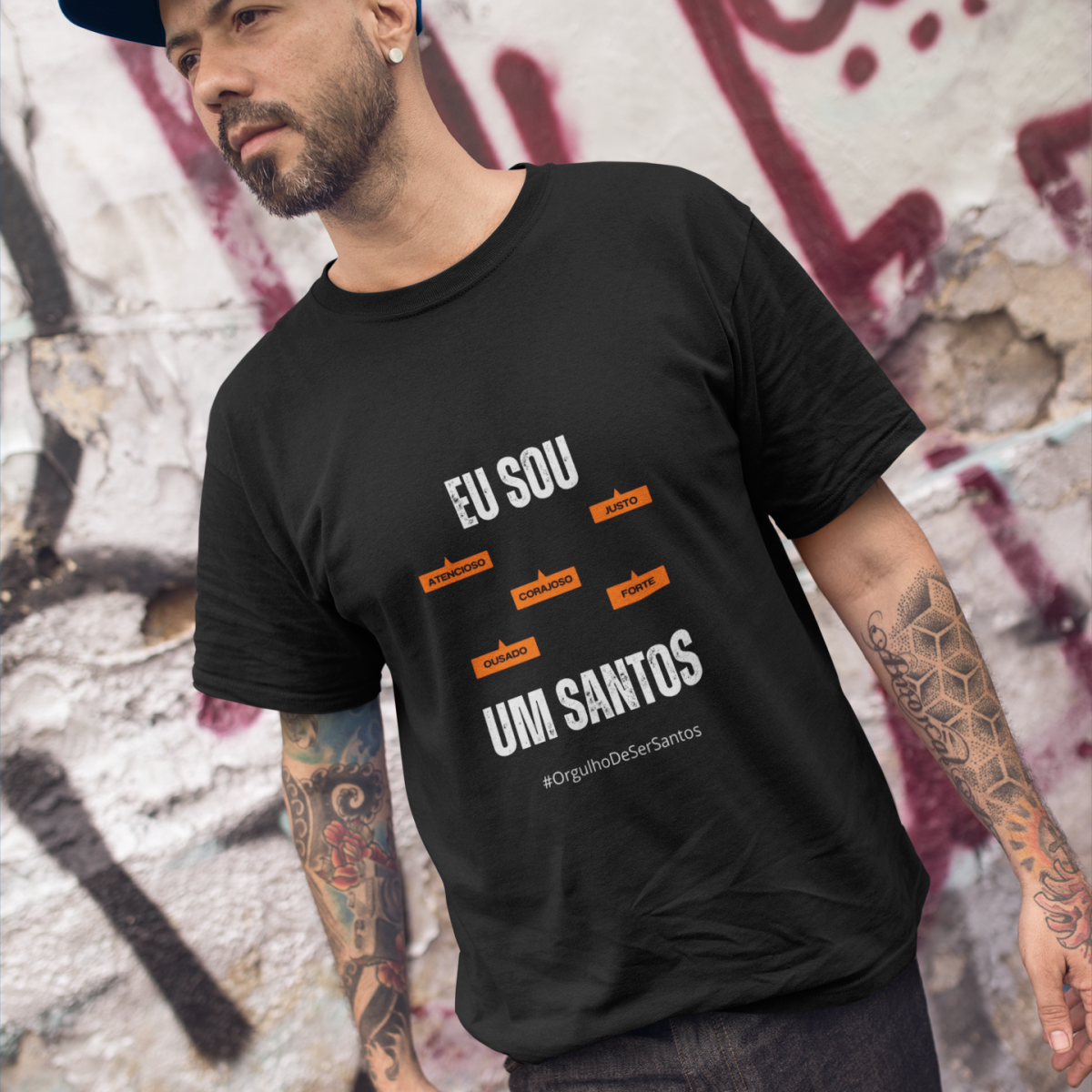 Camiseta Masculina Eu Sou Um Santos – Nome Que Representa (Malha Quality)