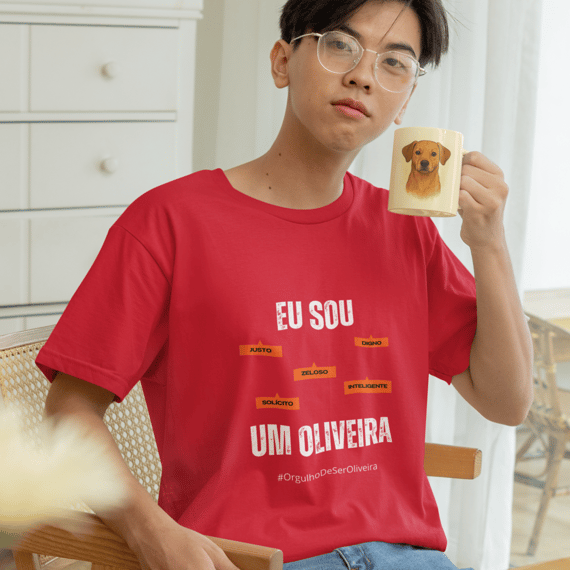 Camiseta Masculina Infanto-Juvenil Eu Sou um Oliveira – Nome Que Representa (Malha Quality)