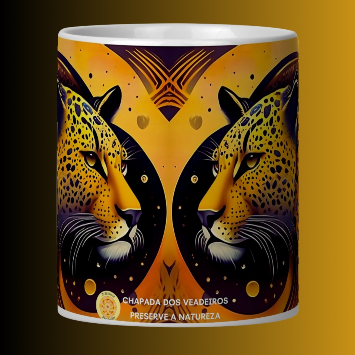 ARTEMÍSIA Canecas – ‘Onça-pintada – Cerrado Brasileiro’ - 09 Nome do produto: ARTEMÍSIA Canecas – ‘Onça-pintada – Cerrado Brasileiro’ - 09