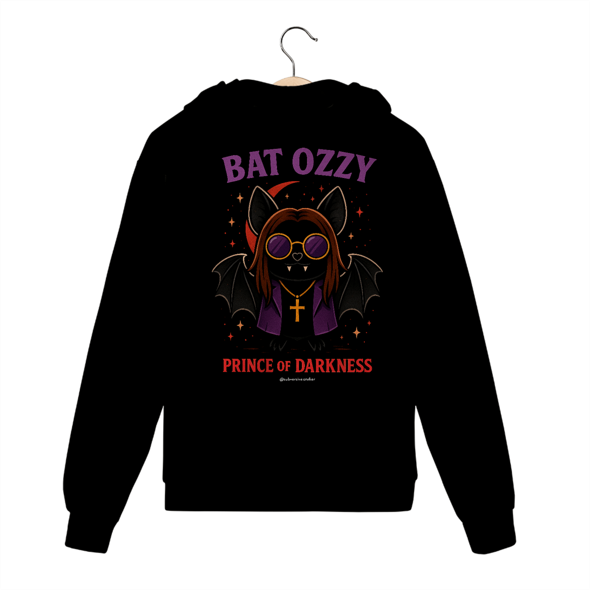 Nome do produto: Moletom com Zíper Bat Ozzy