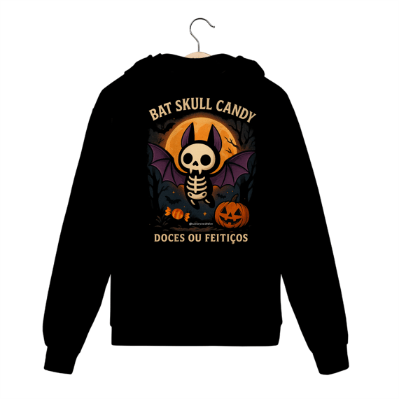 Moletom com Zíper Bat Skull Candy