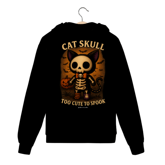 Moletom com Zíper Cat Skull