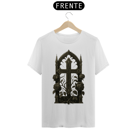 camisa masculina , crucifixo em rosas 