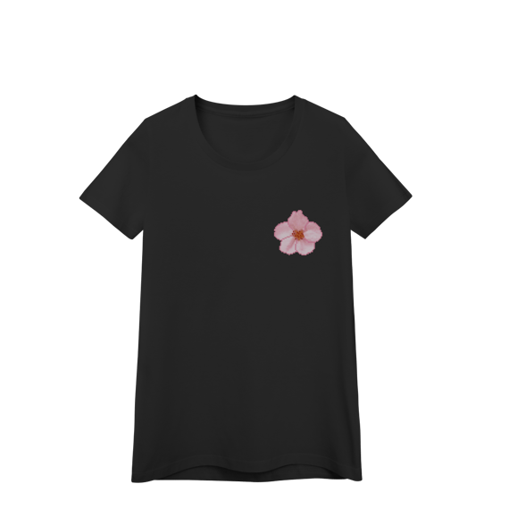 Camiseta Baby Long Premium Frente e Verso - Flor e Árvore de Cerejeira