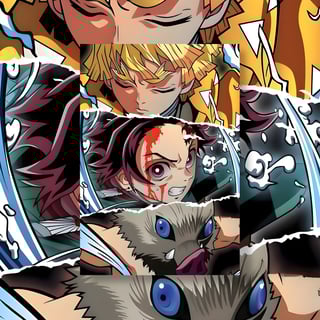 Nome do produto Poster retrato Demon Slayer Trio