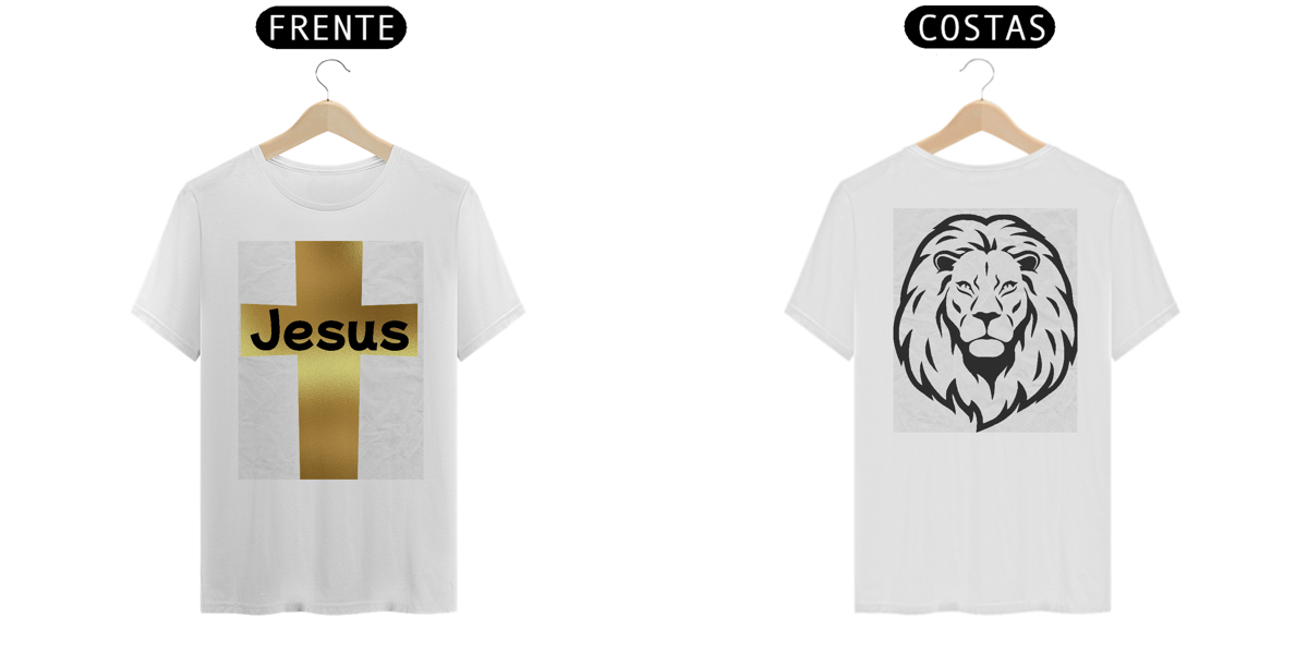 Nome do produto: Camisa Masc. Classic - Jesus e Leão