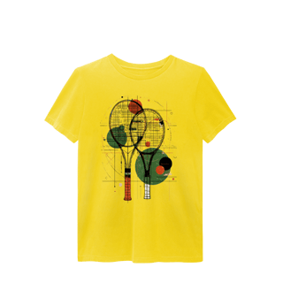 Nome do produto Camiseta Estonada Raquetes de Tênis – Arte Abstrata e Estilo Vintage
