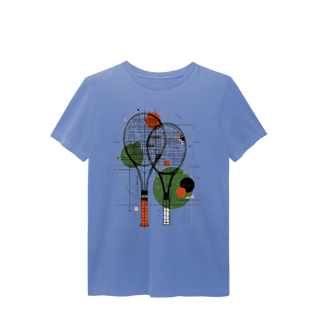 Nome do produto Camiseta Estonada Raquetes de Tênis – Arte Abstrata e Estilo Vintage