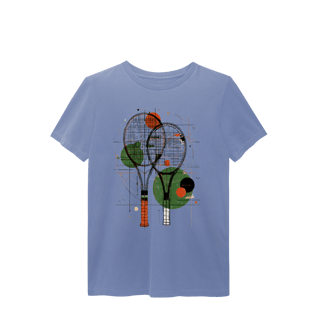 Nome do produto Camiseta Estonada Raquetes de Tênis – Arte Abstrata e Estilo Vintage