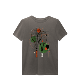 Nome do produto Camiseta Estonada Raquetes de Tênis – Arte Abstrata e Estilo Vintage