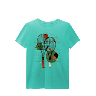 Nome do produto Camiseta Estonada Raquetes de Tênis – Arte Abstrata e Estilo Vintage
