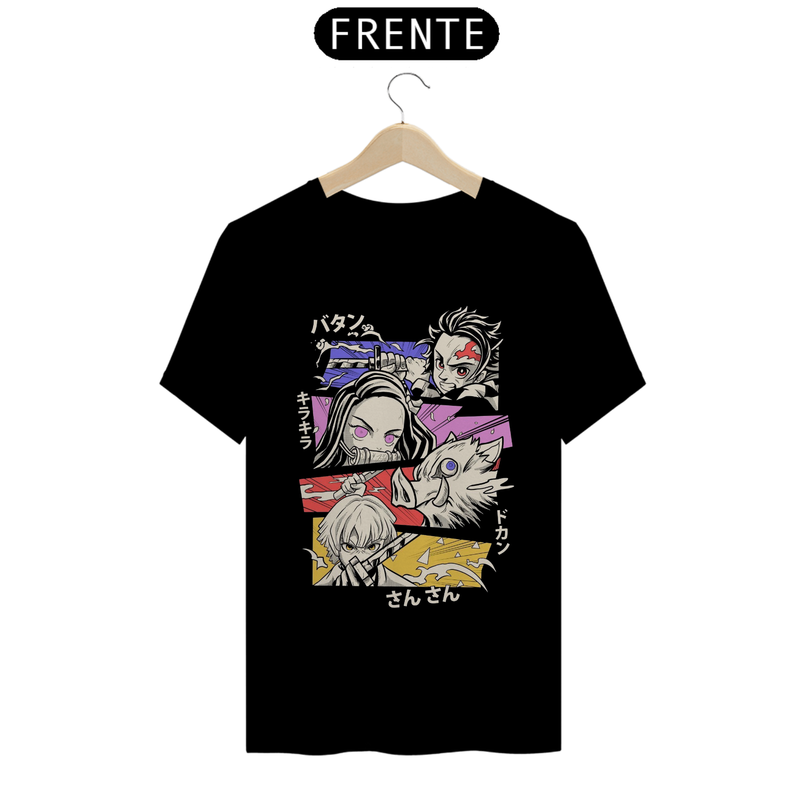 Camiseta Demon Slayer - Tanjiro, Nazuko, Inosuke, Zenitsu