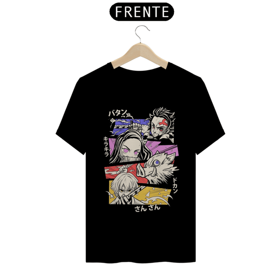 Camiseta Demon Slayer - Tanjiro, Nazuko, Inosuke, Zenitsu