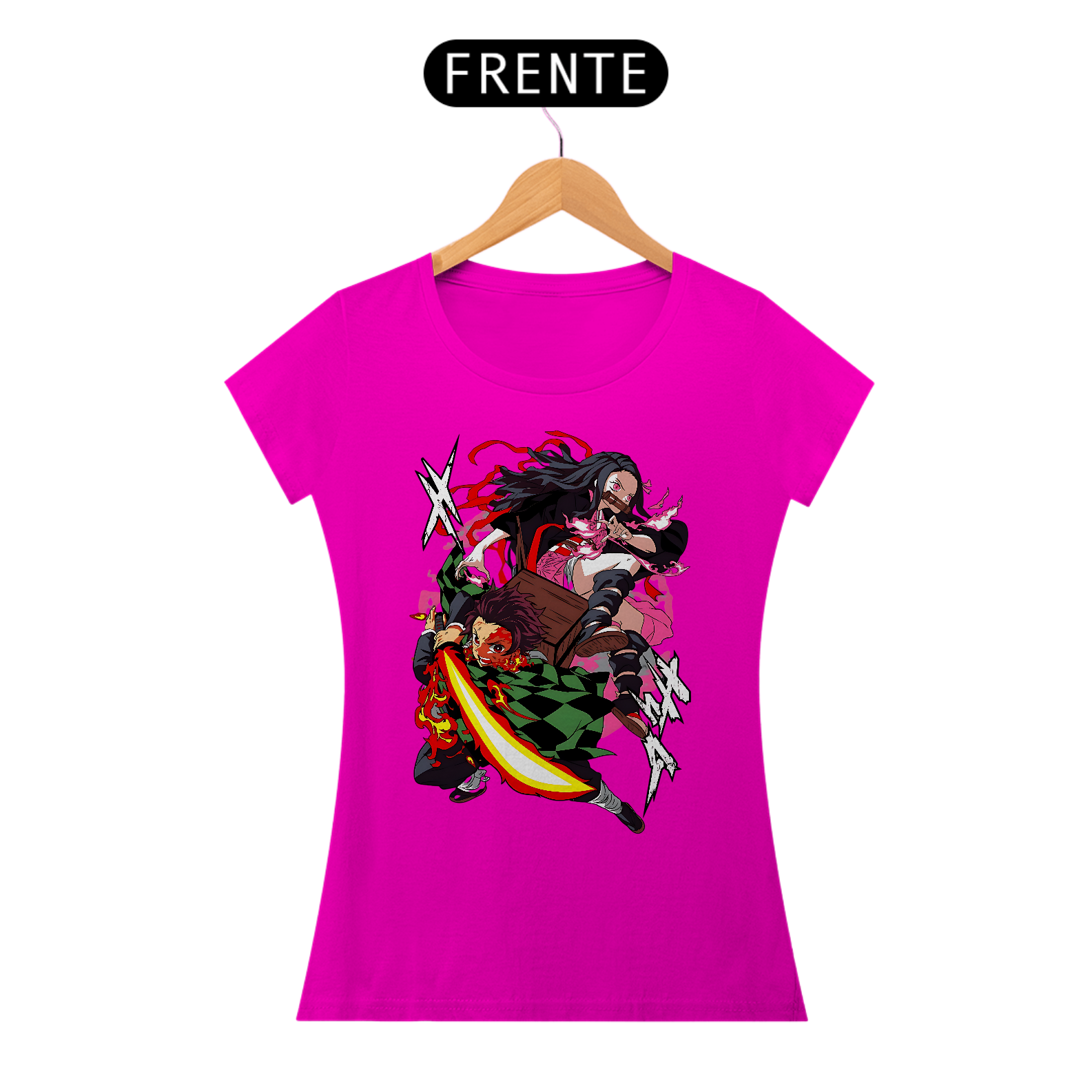 Camiseta Baby Long Demon Slayer - Tanjiro e Nazuko