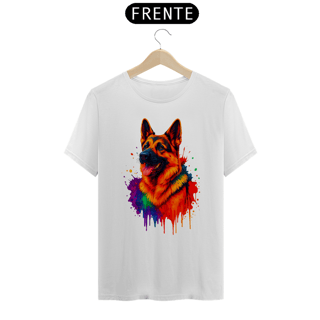 Camiseta Pastor Alemão Arte Color Splash
