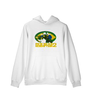 Nome do produto Moletom Red Dead Redemption 2 Brasil PREMIUM  | Branco e Preto | Blusa de touca e bolso frio inverno