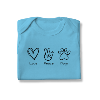 Nome do produto Body - Love, Peace, Dogs