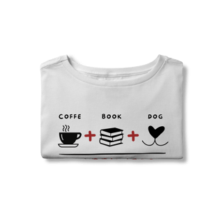 Nome do produto Cropped - Coffee + Book + Dog = Happyness